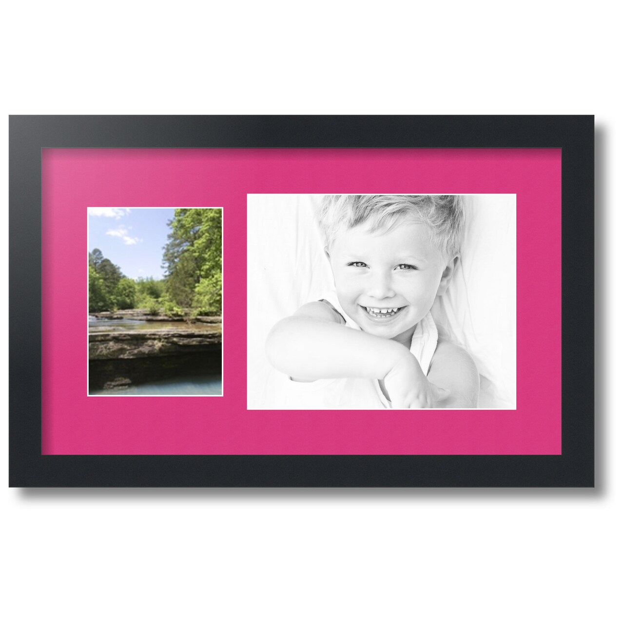 ArtToFrames Collage Photo Picture Frame with 1 - 5x7, 8x10 inch Openings, Framed in Black with Over 62 Mat Color Options and Regular Glass (CSM-3926-166)